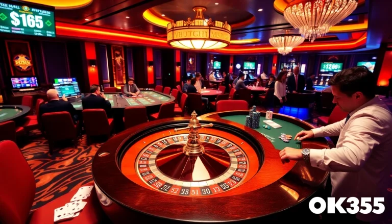 Exciting gameplay at OK365 casino with diverse betting tables and joyful players.