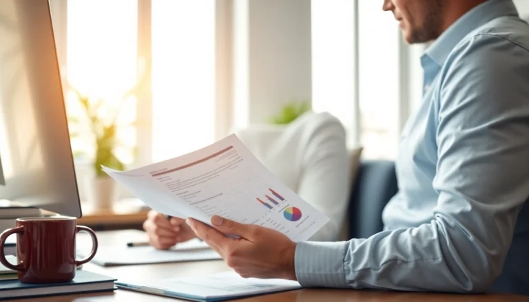SMSF auditor reviewing financial documents in a modern office setting.