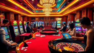 Players enjoying VUA99 at a vibrant casino table with exciting gameplay and professional croupiers.