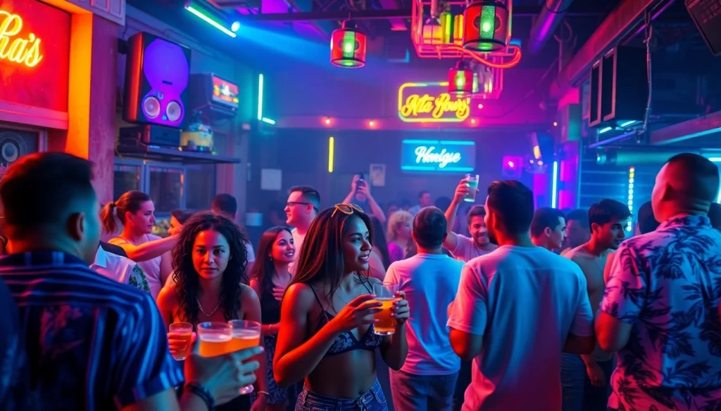 Experience the vibrant nightlife and after hours in Puerto Rico with lively dancing and colorful atmosphere.