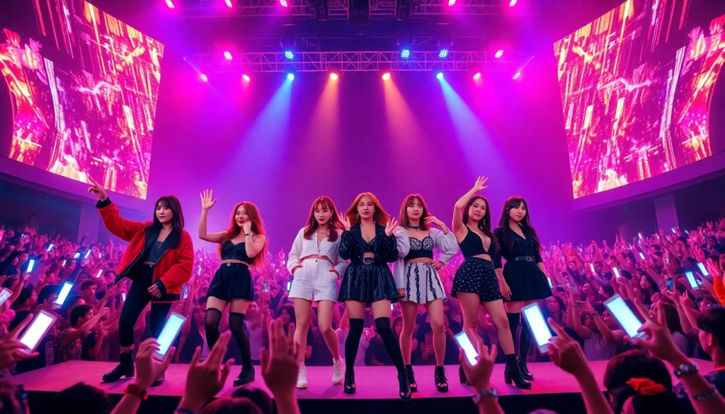 Fans celebrating BLACKPINK news with vibrant concert scenes and lively expressions.