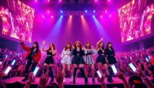 Fans celebrating BLACKPINK news with vibrant concert scenes and lively expressions.