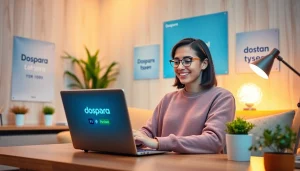 Person excitedly using the Dospara website for ドスパラ クーポン in a cozy home office setting.