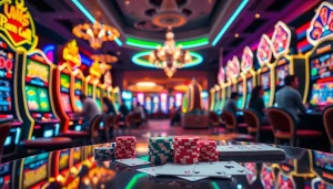 Players enjoying idn slot machines in a luxurious casino atmosphere