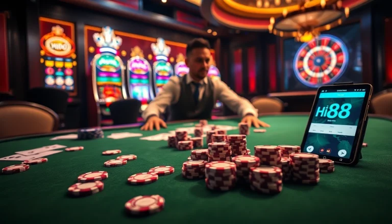 Experience thrilling gaming action with Hi88 casino tables and vibrant slot machines.