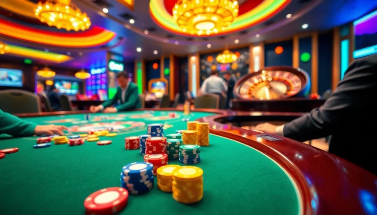 Players engaging in an exciting poker game at thabet77org's luxurious casino.