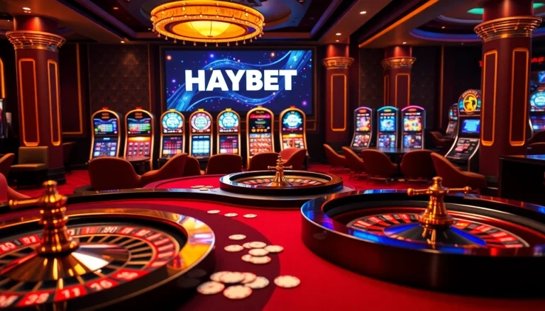 Experience thrilling gameplay at HAYBET with vibrant casino visuals showcasing roulette and poker.