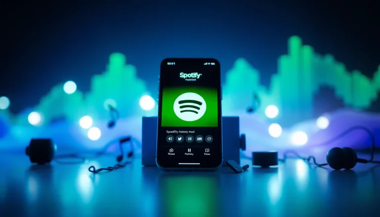 Screenshot of the spotify mod interface on a smartphone, showcasing premium features and vibrant design.