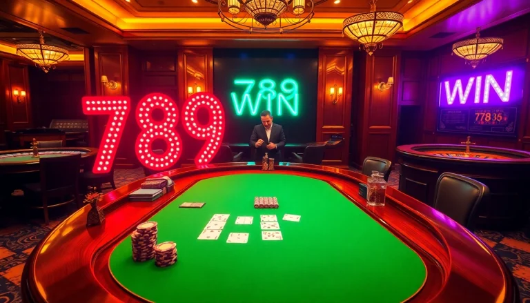 Experience the thrill of 789 win at a luxurious casino poker table.