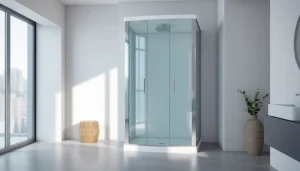 Duschkabine 90x90 im modernen Badezimmer mit elegantem Design und ruhiger Atmosphäre.