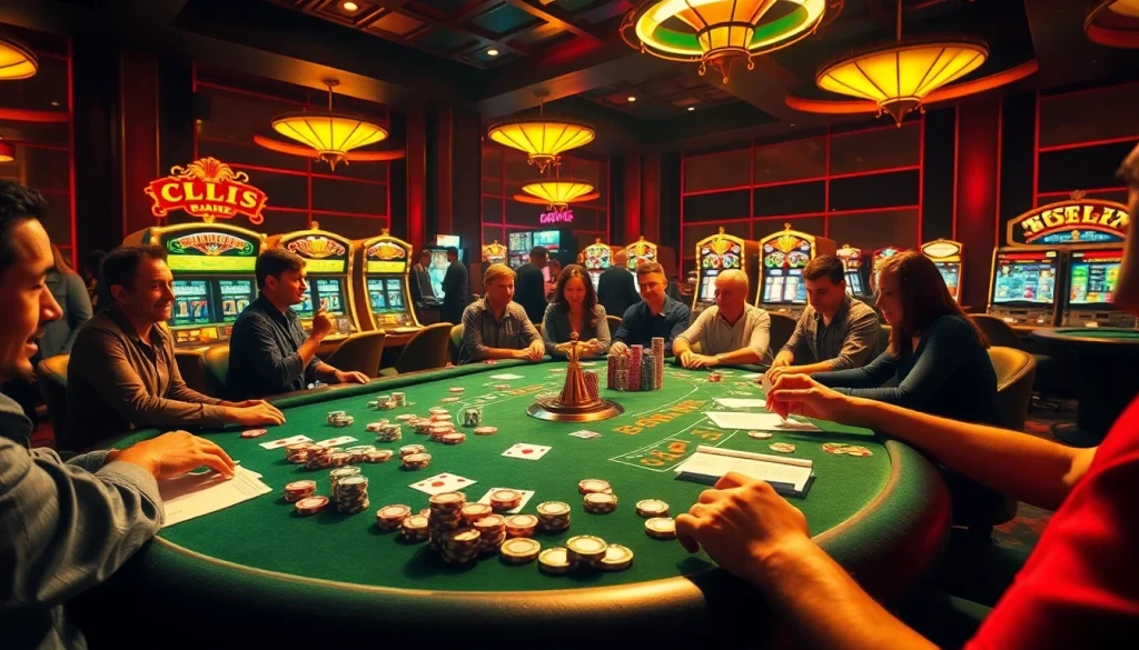 Người chơi tham gia một trò chơi đầy hồi hộp tại bàn casino sang trọng, với chip poker cg79 và những lá bài đầy màu sắc.