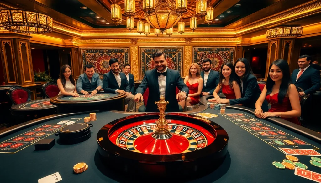 Exciting casino scene at MM88 with vibrant cards and happy players.