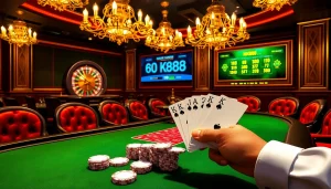 Experience the thrill of high-stakes gambling with NK88 at a luxurious casino table.