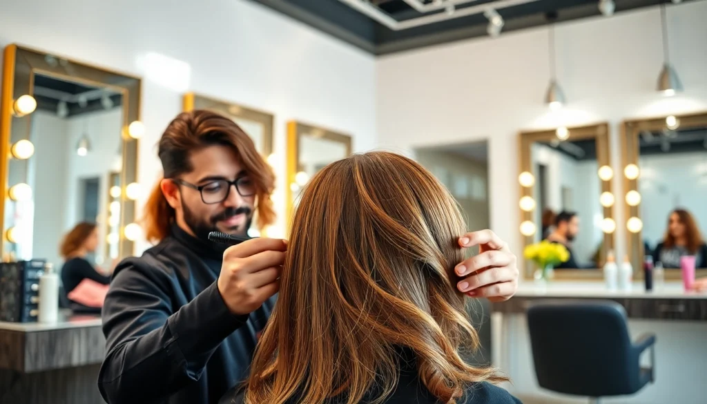 A skilled stylist demonstrates expert techniques at salon coafura craiova enhancing client locks.