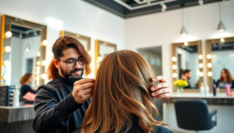 A skilled stylist demonstrates expert techniques at salon coafura craiova enhancing client locks.