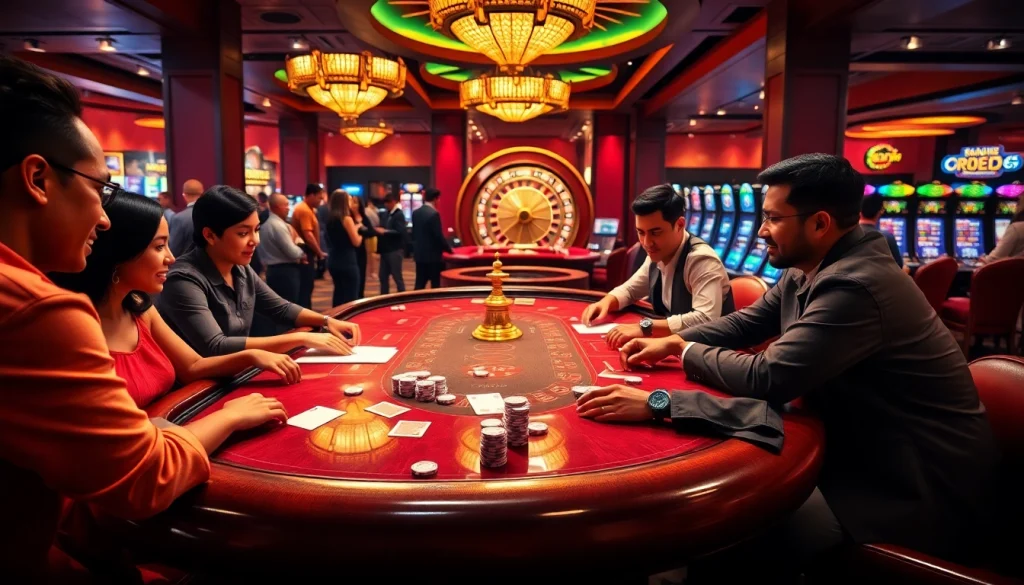 SODO66 players enjoying a thrilling poker game at a luxurious casino.