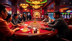 SODO66 players enjoying a thrilling poker game at a luxurious casino.