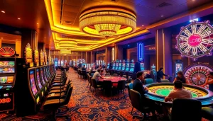 Enjoy thrilling games at LC 88 casino with vibrant tables and sparkling chips in a luxurious setting.