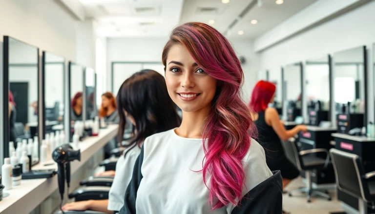 Stilist experimentat la salon coafura craiova, realizând un coafură elegantă clientului.