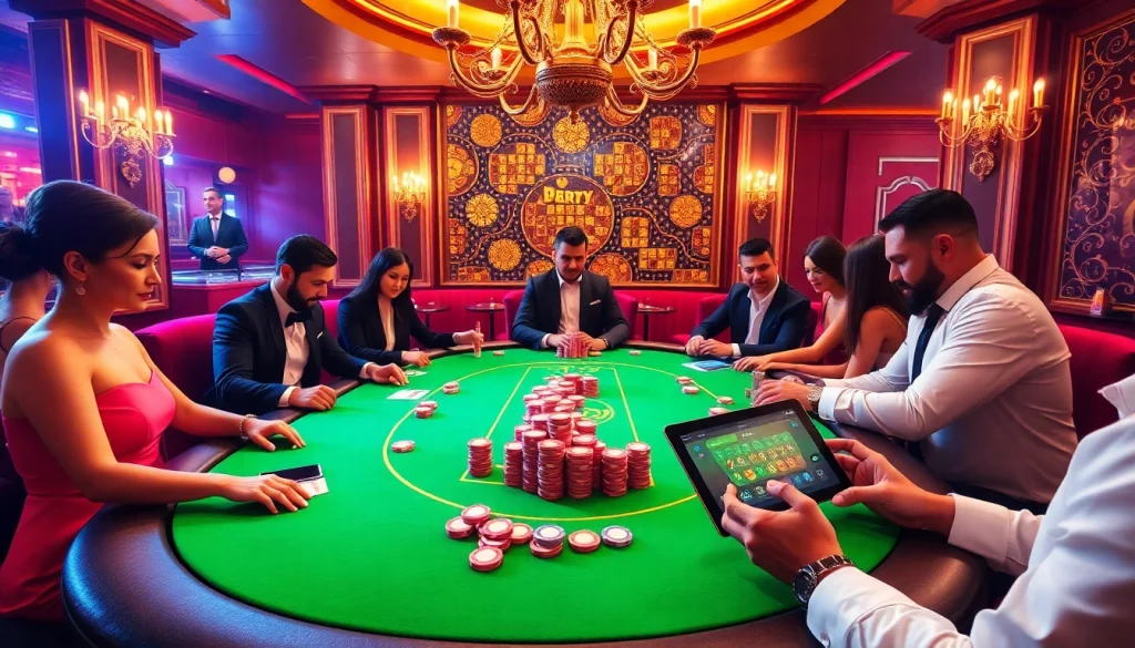 Người chơi đang thưởng thức một ván poker cược cao tại https://luck8.com với những chip đầy màu sắc và lá bài bắt mắt.