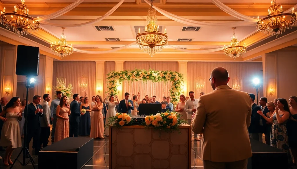 Wedding DJ hire Sydney at an elegant reception with a professional setup.