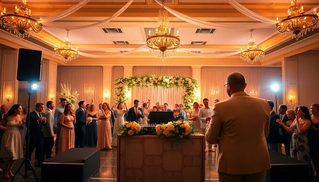 Wedding DJ hire Sydney at an elegant reception with a professional setup.