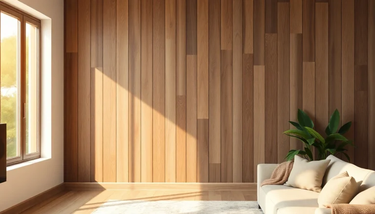 Transform your living room with elegant wood wall planks creating a warm and inviting atmosphere.