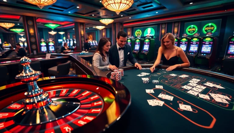 Engage in exciting gameplay at hay.win, featuring a luxurious casino environment with roulette and blackjack tables.