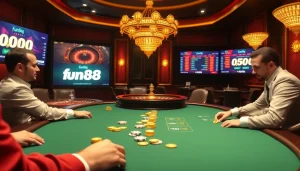 Experience the excitement of online gambling with Fun88's luxurious casino atmosphere.