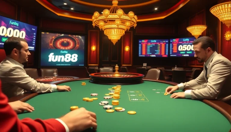 Experience the excitement of online gambling with Fun88's luxurious casino atmosphere.