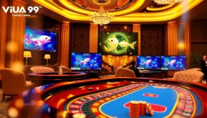 Players enjoying the interactive VUA99 online gambling experience with vibrant casino visuals.