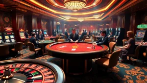 Experience thrilling action at BJ38 gaming tables in a vibrant luxury casino environment.