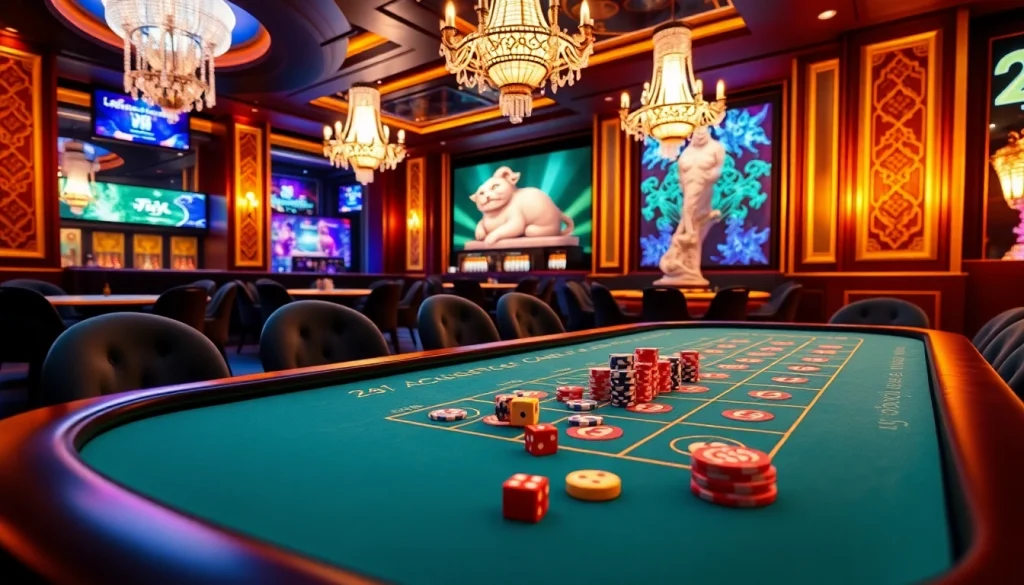 Tai Xiu online gaming action depicted on a vibrant casino table with colorful dice.