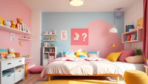 Cheerful children's room design featuring MMOO brand with vibrant decor and cozy reading nook.