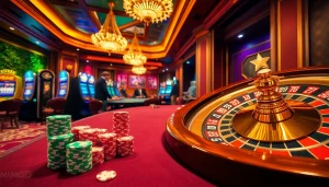 Players thrill at the poker table in a luxurious casino, capturing the excitement of MMOO gambling.