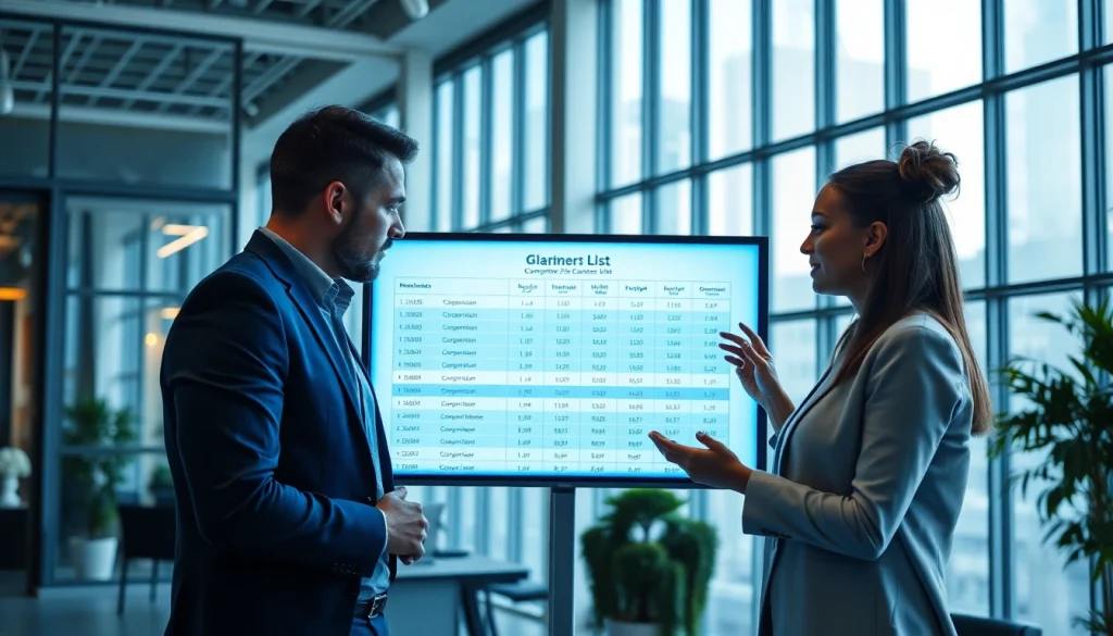Find competitor customer list analyzed by professionals in a modern office setting.