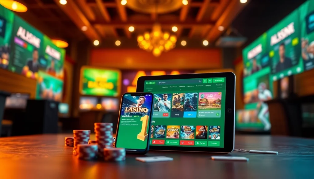 A188 online casino platform displayed on devices, featuring a luxurious and engaging gaming atmosphere.