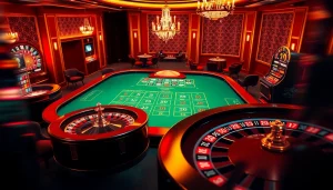Engaging online casino gaming interface at https://www.6rwin5.com/ showcasing poker tables and slot machines.