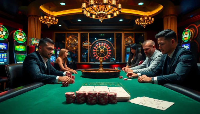 Witness skilled players strategizing at a poker table inside https://rr88a.us.com/, in a luxurious casino setting.