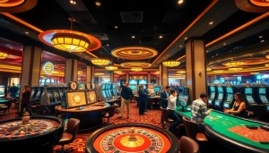 Experience the thrill of online gambling at https://kkwin.life/ with lively casino visuals showcasing players and exciting games.