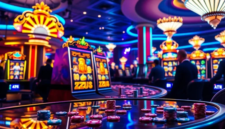 Experience thrilling wins at the slot zeus machine in a vibrant casino setting.