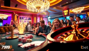 Players engaging in an exciting poker game at 789bet's bustling casino table.