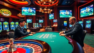 Experience xem 7m bóng đá as players enjoy a high-stakes poker game in a luxury casino setting.