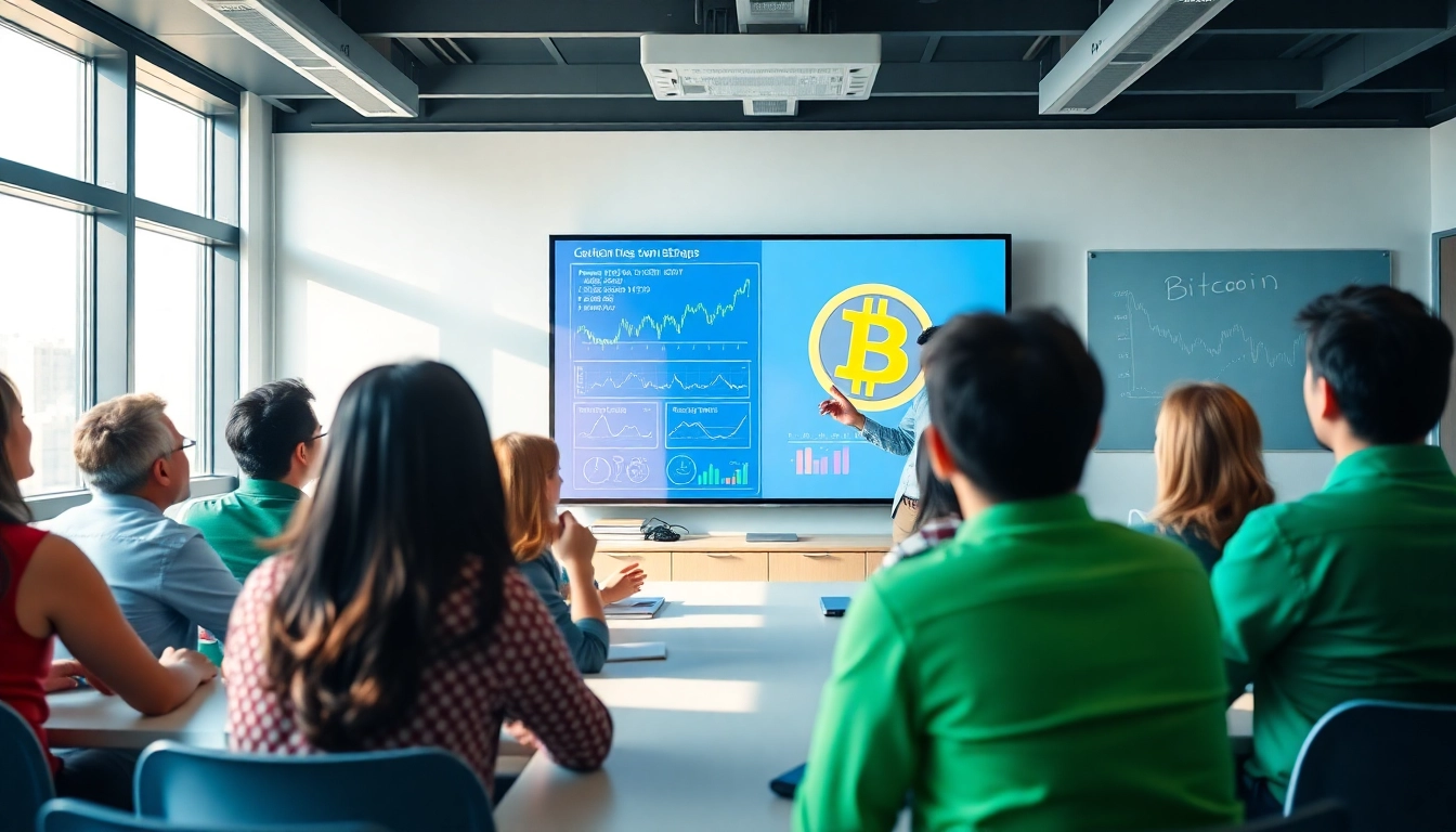 Comprendre bitcoin à travers une leçon dynamique dans une salle de classe moderne.