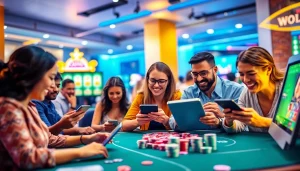 Exciting online gaming experience on 58ee with diverse players enjoying slots, poker, and sports betting.