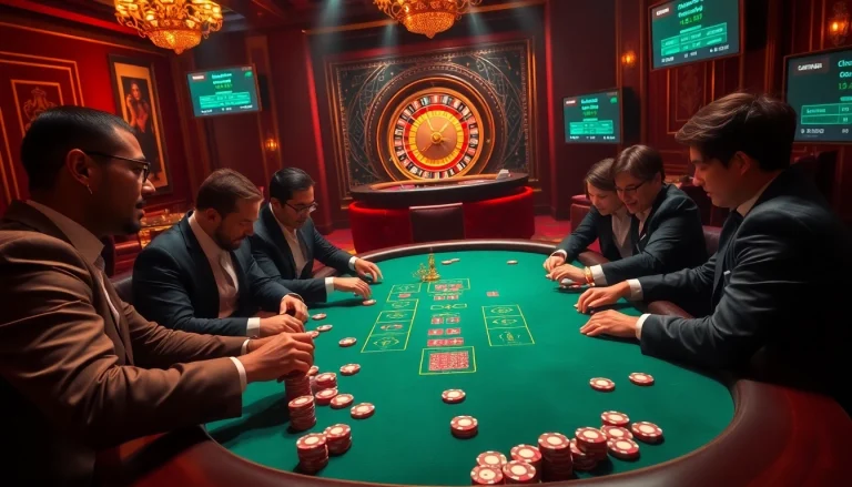 Experience thrilling gambling action at https://s8ok.com/ as players engage at a luxury poker table.