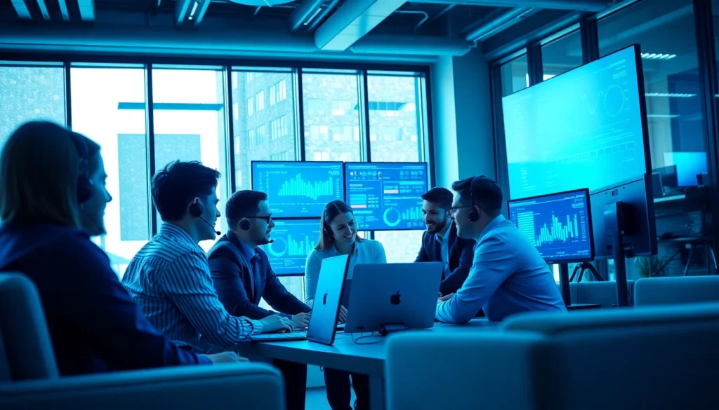 Managed it support professionals collaborating in a vibrant office environment.