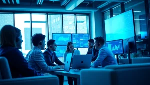 Managed it support professionals collaborating in a vibrant office environment.