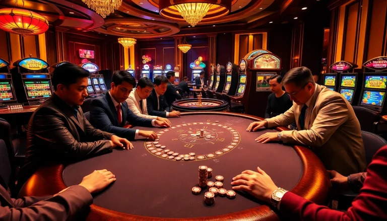 Xôi Xoài TV showcases an exciting poker game scene with professional players and vibrant casino elements.