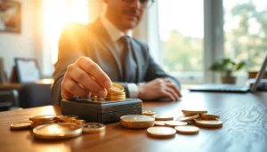 Valutazione di compro oro con gioielli e monete d'oro in un ambiente professionale.